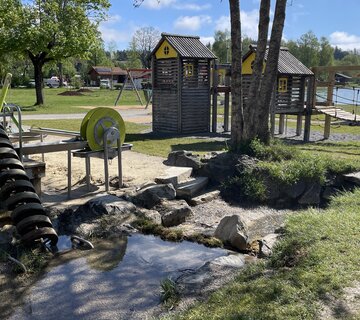 Das Bild zeigt den Spielplatz am Weißensee