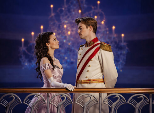 Die Füssener Hauptdarsteller Katia Bischoff und Oedo Kuijpers in einer Szene des Musicals "Rudolf. Der letzte Kuss"