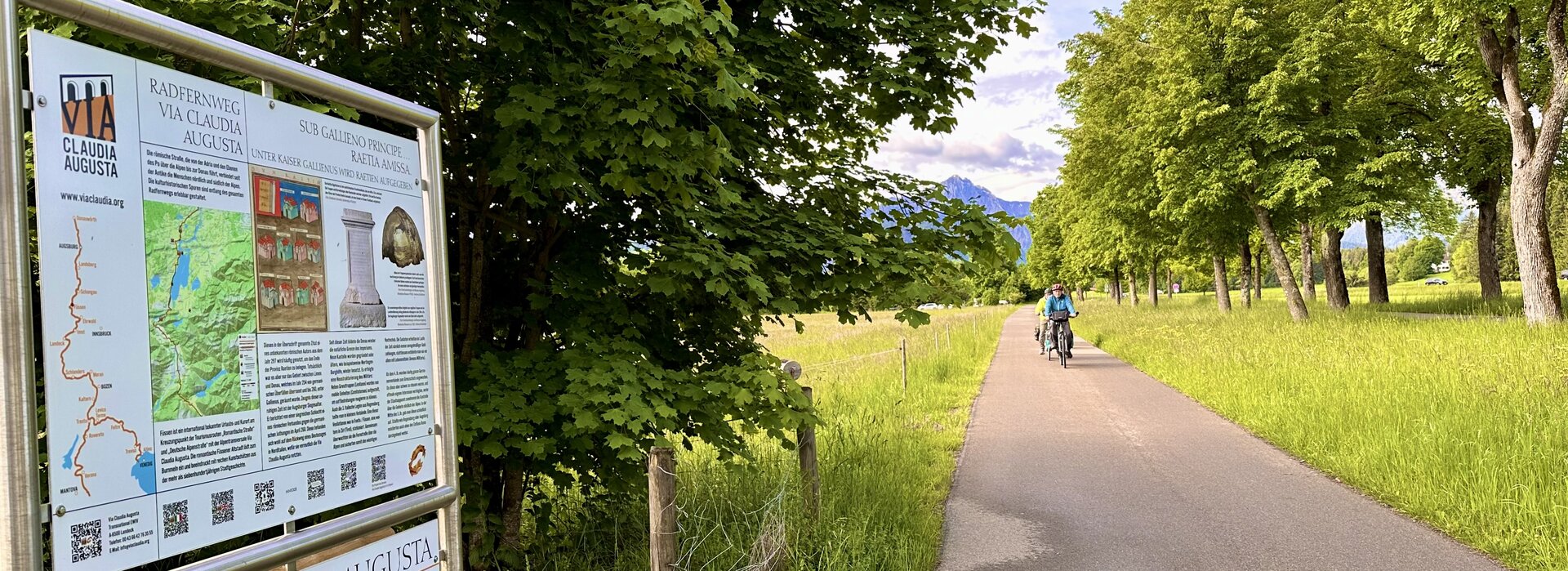 Das Bild zeigt den Radweg entlang der Via Claudia Augusta.