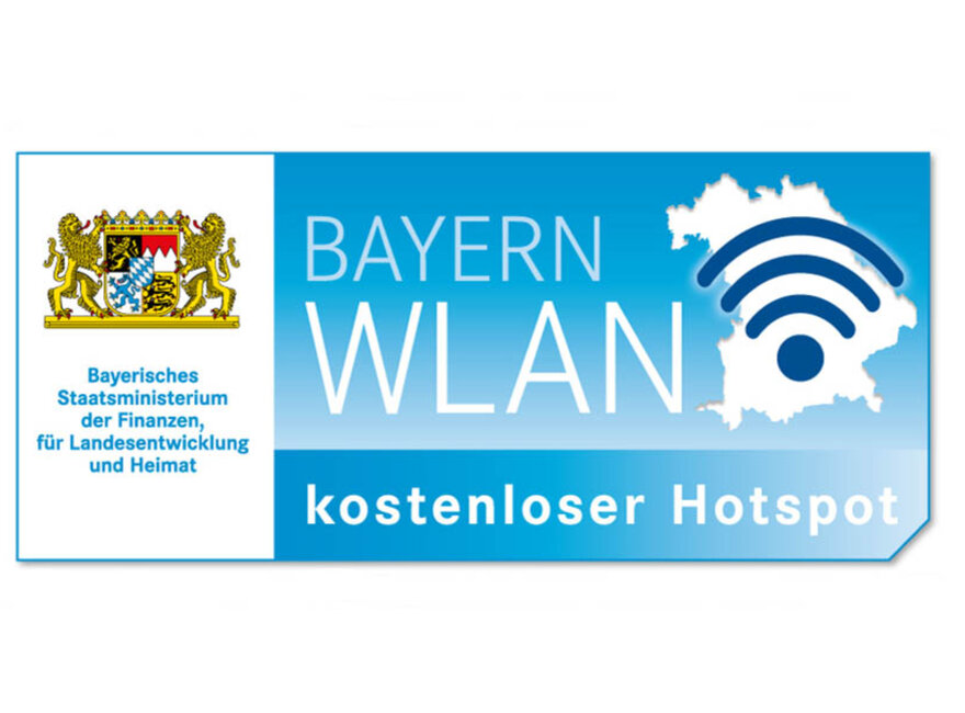 Logo Bayern WLAN mit Wappen des Freistaats Bayern
