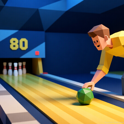 KI-Illustration: Das Bild zeigt einen Mann und ein Kind beim Bowling-Spiel.